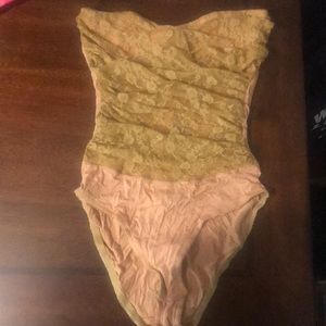 Cream/ tan colored lace leotard
